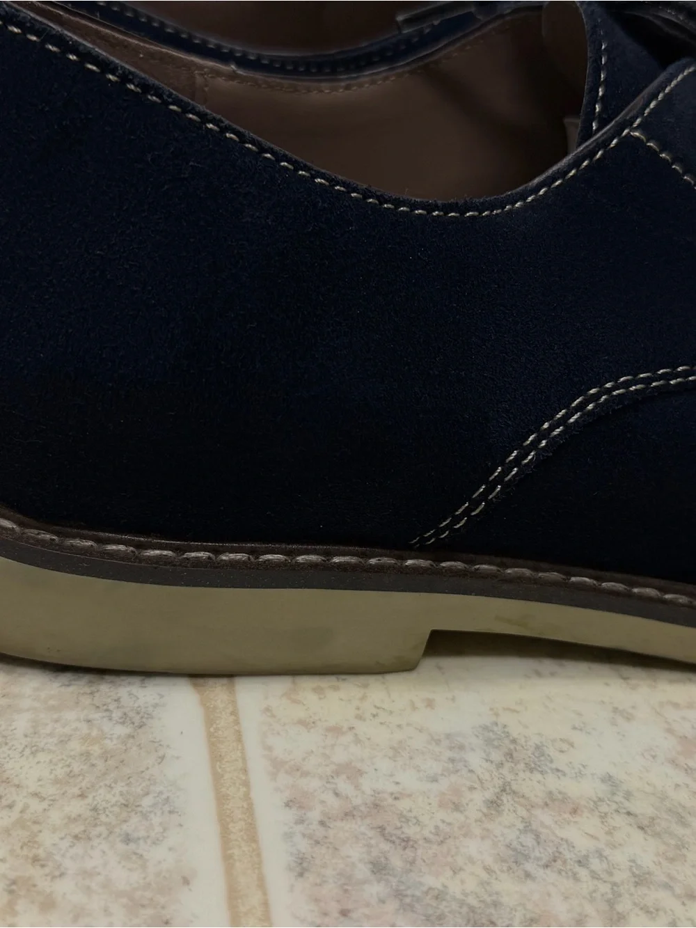 Banana Republic Navy Suede Derby with Tan Sole